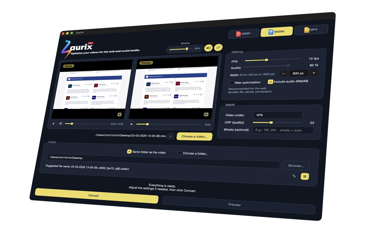 Laurix dark mode interface