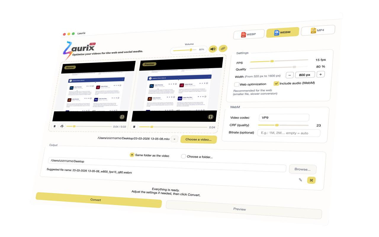 Laurix light mode interface